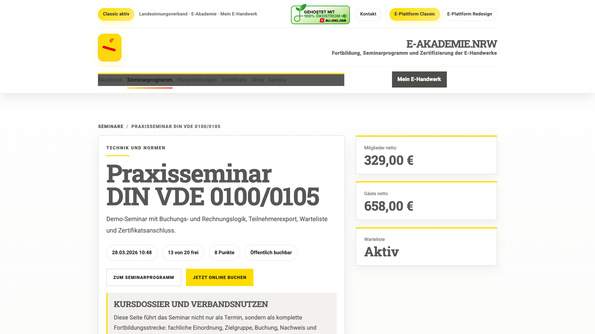 Seminardetail im Classic-Design